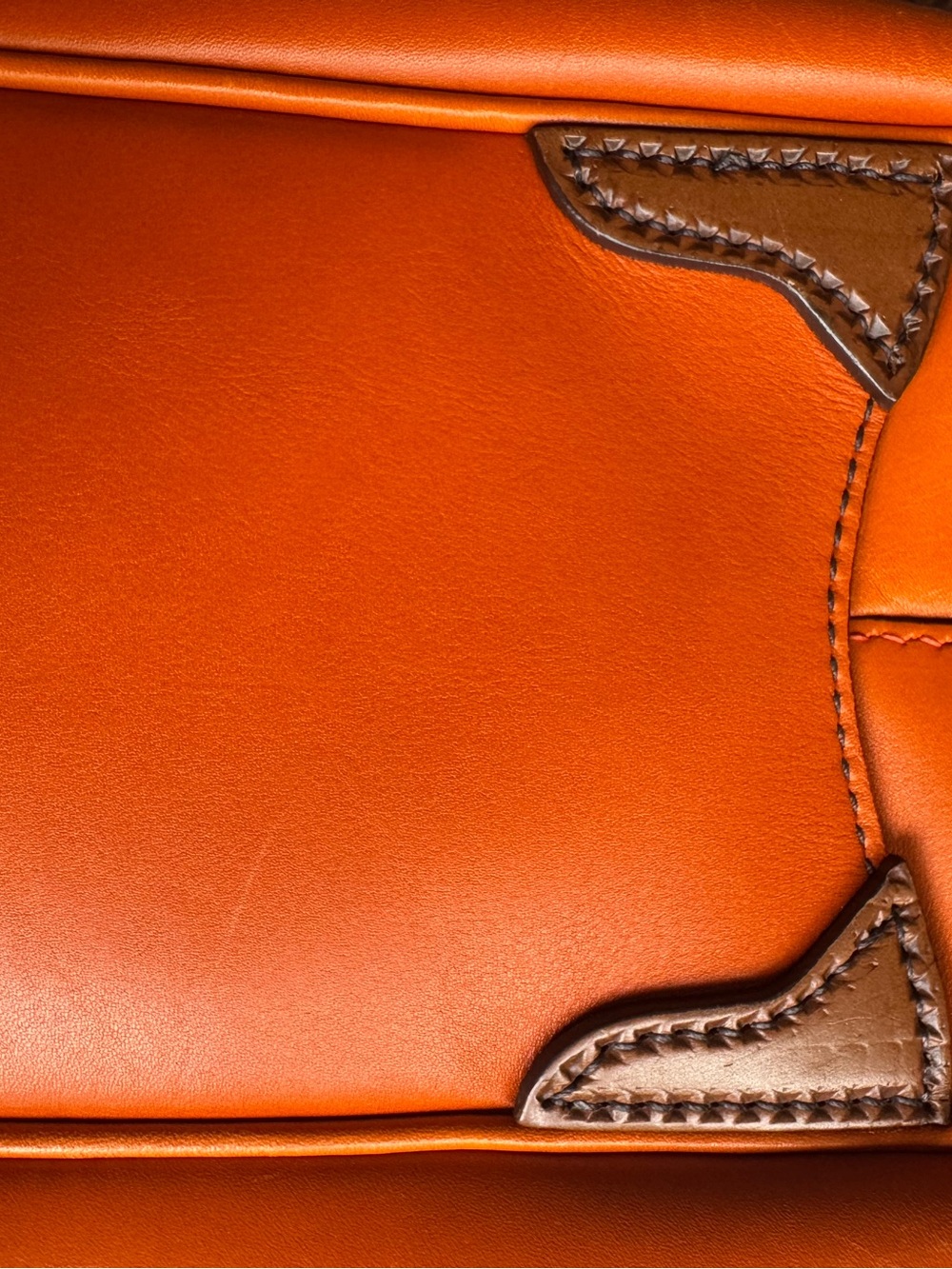 Prada Orange Leather Shoulder Bag with Brown Trim - Picture 3 of 16